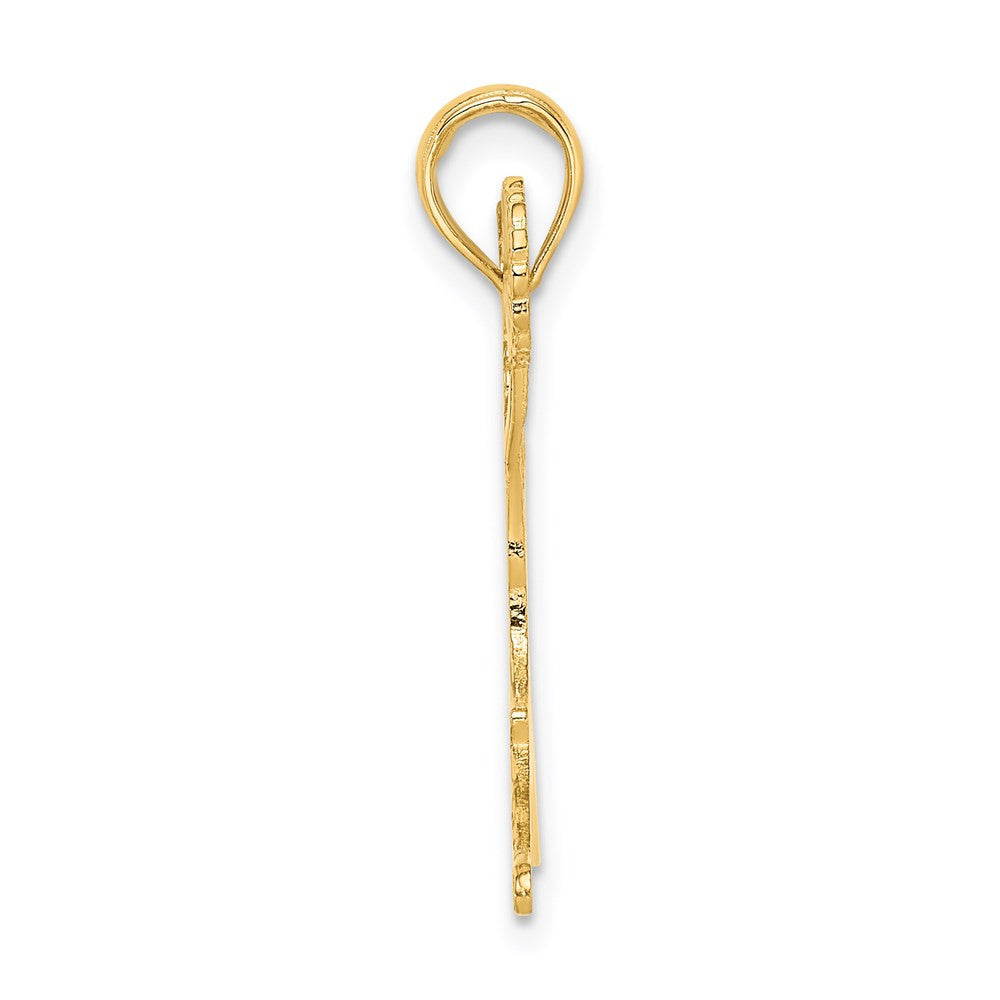 14k Yellow Gold Cheerleader Jumping with Pom-Poms Charm Pendant