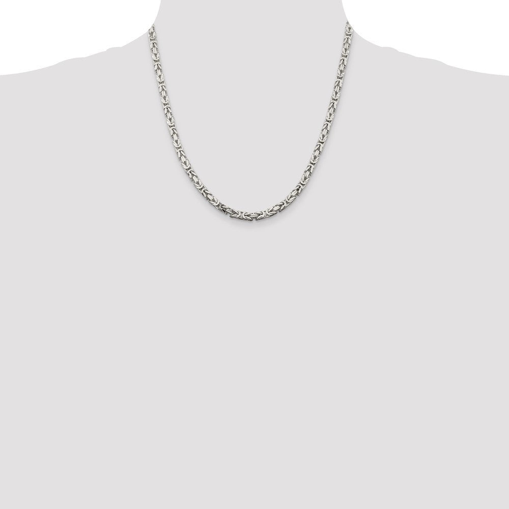 Sterling Silver 4.25mm Byzantine Chain Necklace 20"