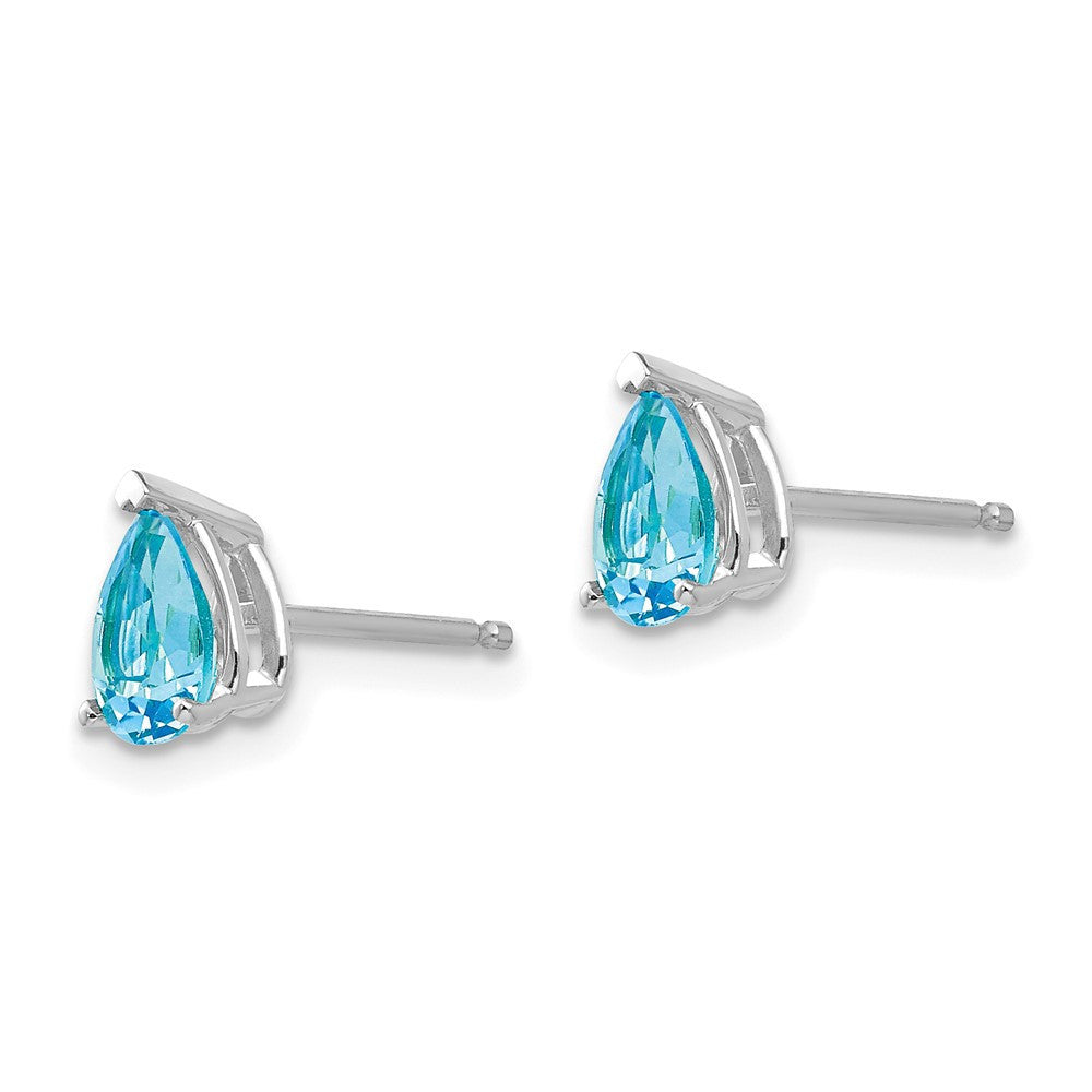 14k White Gold 6x4mm Pear Blue Topaz Stud Earrings