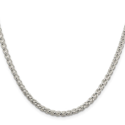 Sterling Silver 4mm Round Spiga Chain Necklace 22"