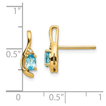 14k Yellow Gold Blue Topaz and Diamond Drop & Dangle Earrings