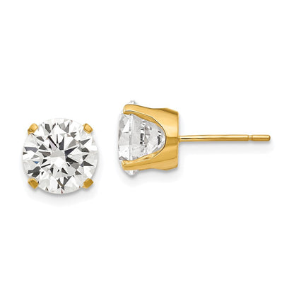 14k Yellow Gold 8mm Cubic Zirconia stud earrings