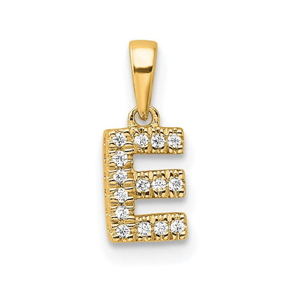 14k Yellow Gold Diamond Letter E Initial with Bail Pendant