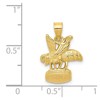 14k Yellow Gold Bee on HONEY Jar Pendant