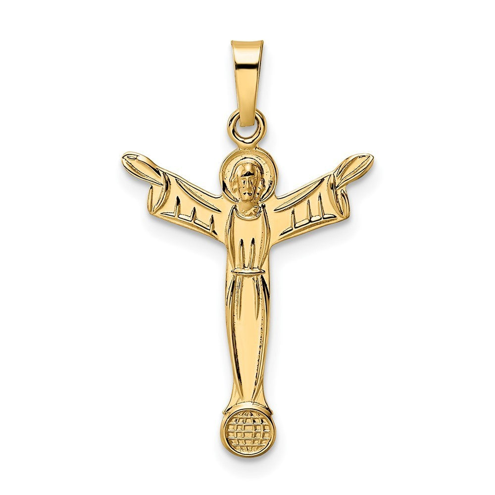 14k Yellow Gold Polished Solid Risen Christ Pendant