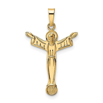 14k Yellow Gold Polished Solid Risen Christ Pendant