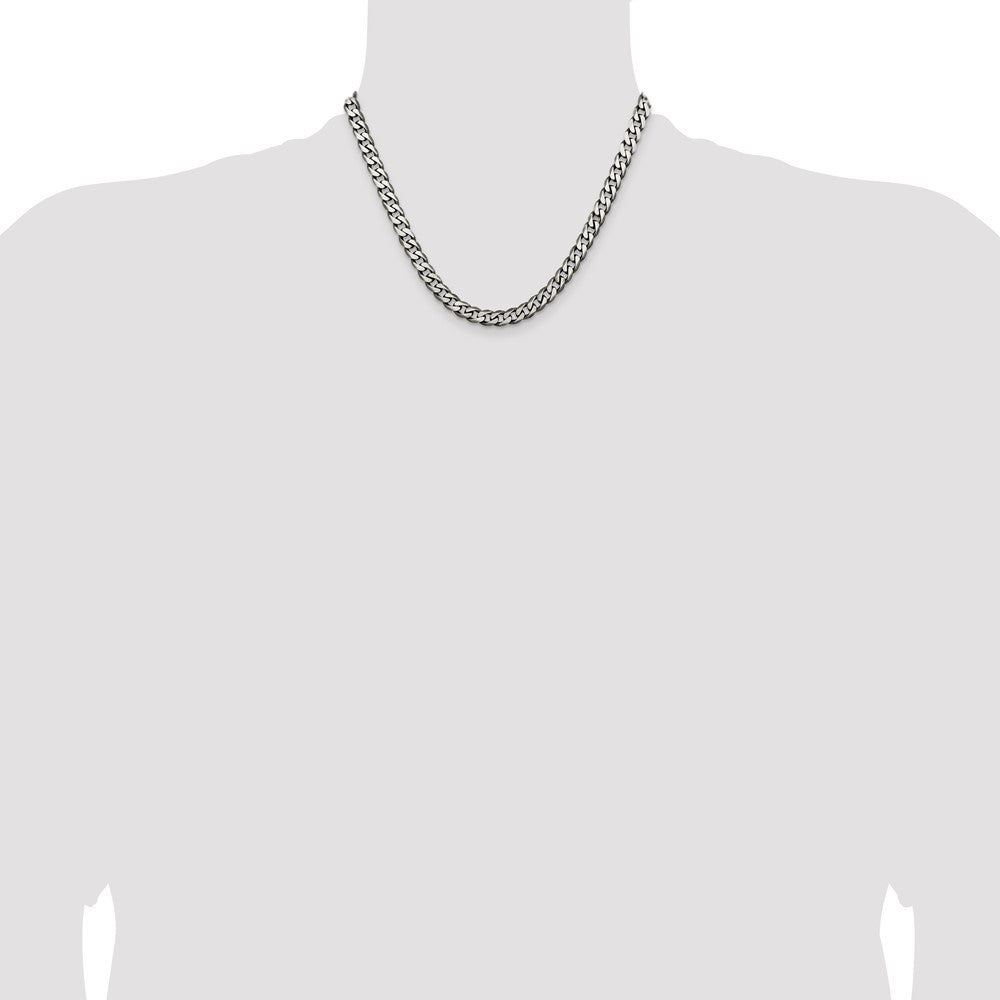 Sterling Silver Antiqued 6.5mm Curb Chain Necklace 18"