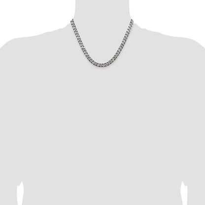 Sterling Silver Antiqued 6.5mm Curb Chain Necklace 18"