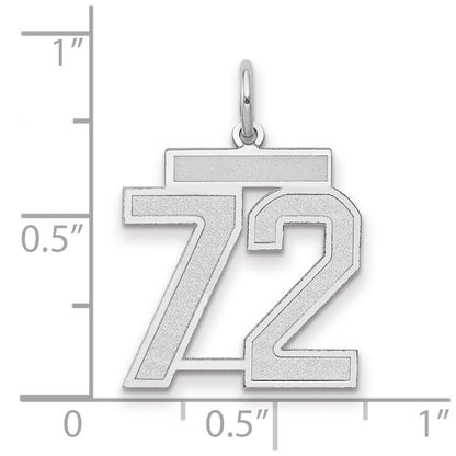 14k White Gold Medium Satin Number 72 Charm Pendant
