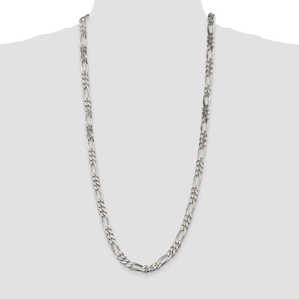 Sterling Silver 8mm Figaro Chain Necklace 30"