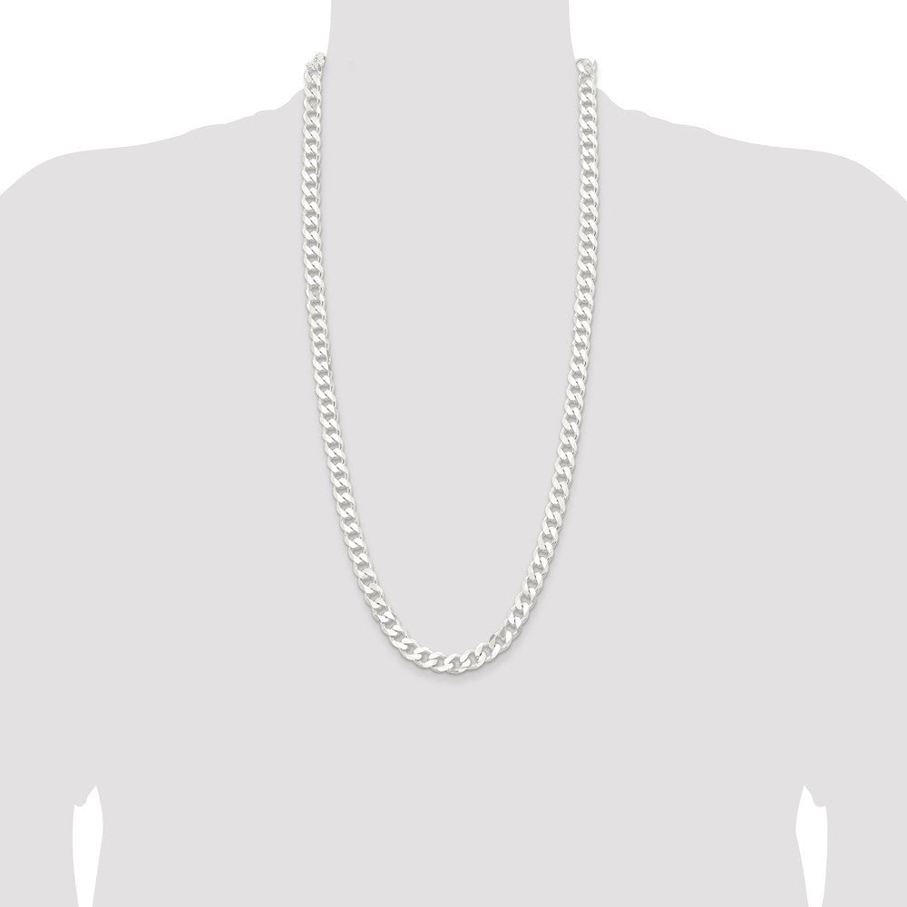 Sterling Silver 9.3mm Curb Chain Necklace 30"