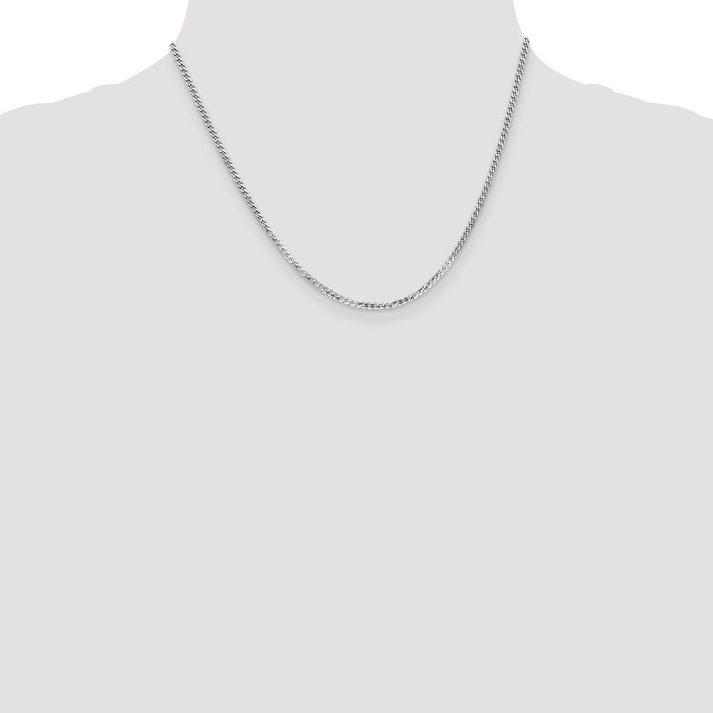 14k Yellow Gold White Gold 2.2mm Flat Beveled Curb Chain Necklace 18"