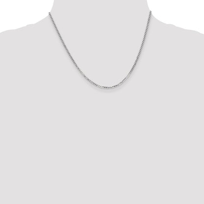 14k Yellow Gold White Gold 2.2mm Flat Beveled Curb Chain Necklace 18"