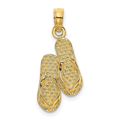 14k Yellow Gold ANTIGUA, W.I. Double Flip-Flop Charm Pendant
