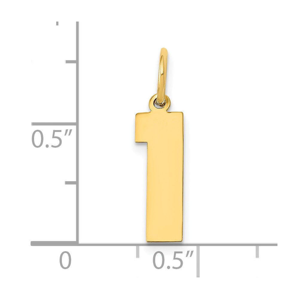 14k Yellow Gold Medium Polished Number 1 Charm Pendant
