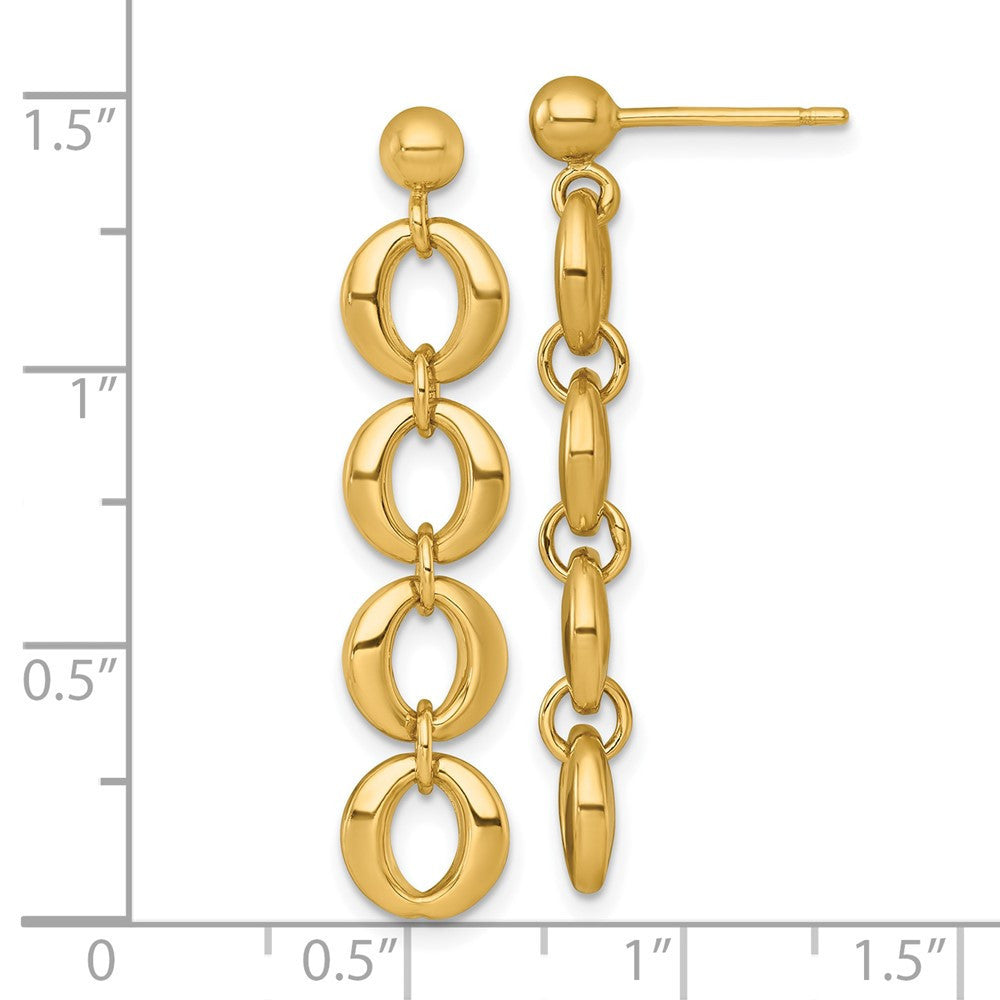 14k Yellow Gold Polished 8mm Fancy Circle Link Dangle Earrings