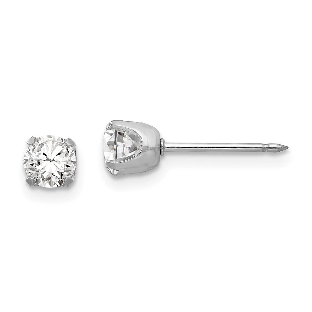 14k White Gold 4.25mm CZ Stud Earrings