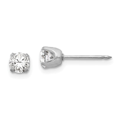 14k White Gold 4.25mm CZ Stud Earrings