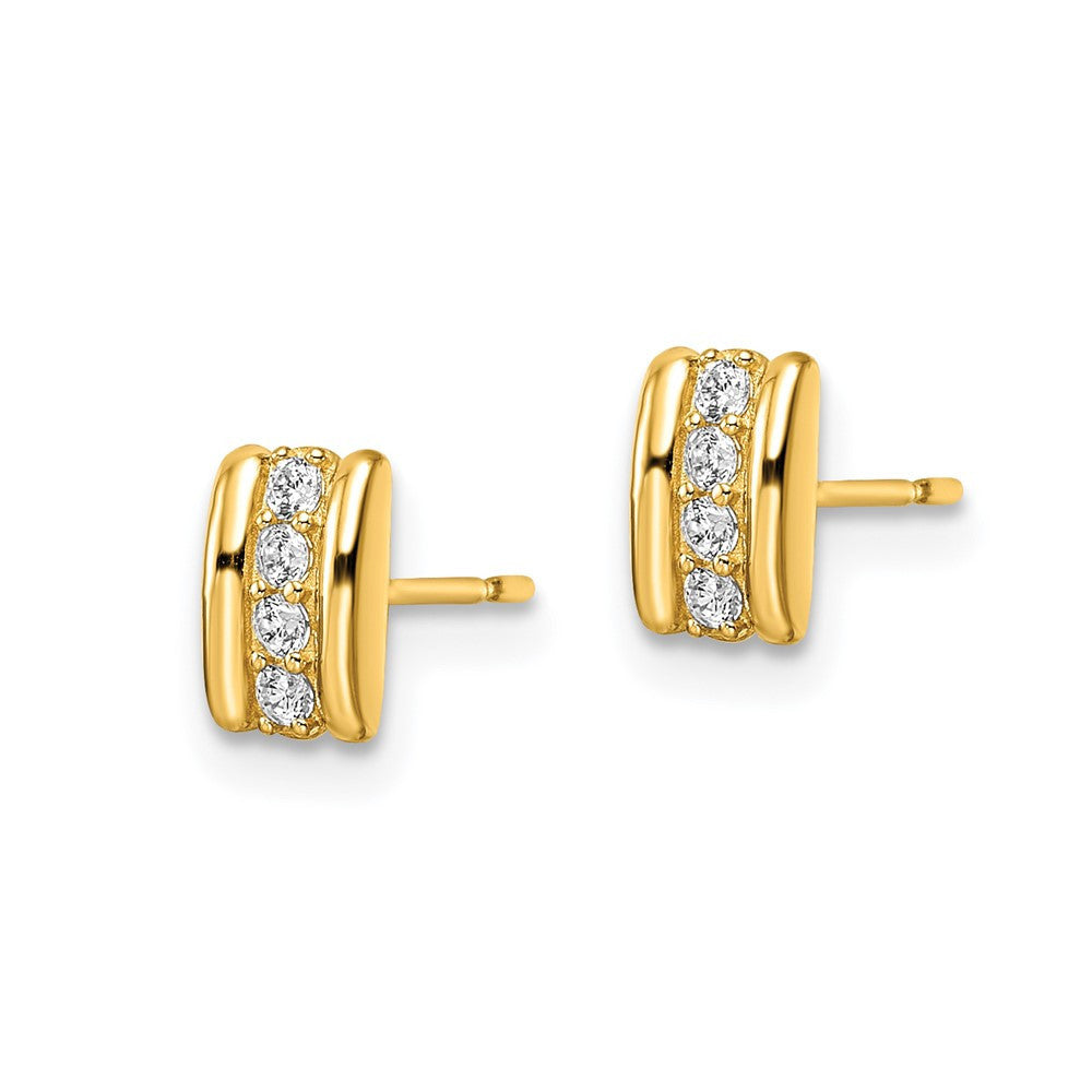 14k Yellow Gold CZ Button Stud Earrings