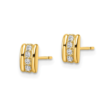 14k Yellow Gold CZ Button Stud Earrings