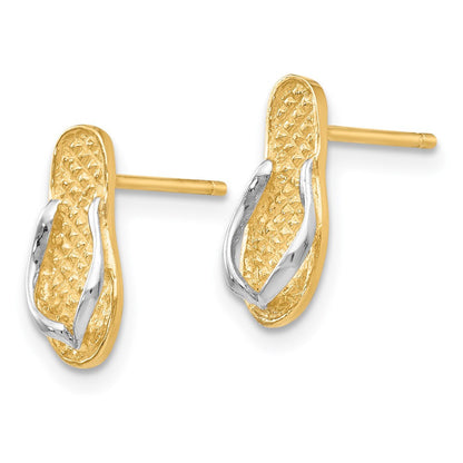 14k Yellow Gold and Rhodium Flip Flop Drop & Dangle Earrings