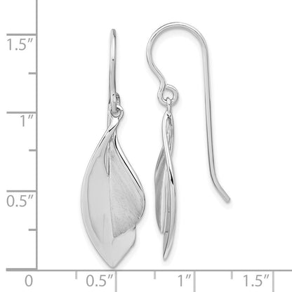 Sterling Silver RH plate Brushed and Polished Shephard Hook Dangle Earrings