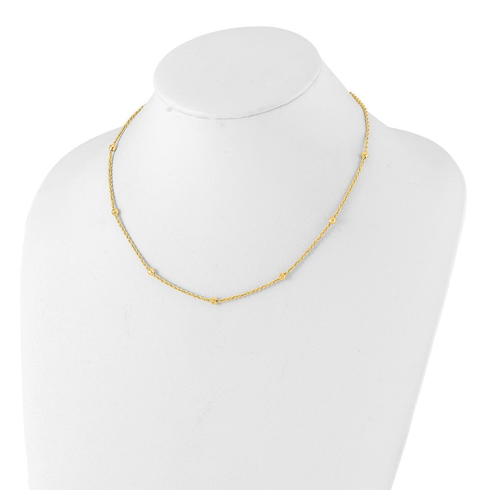 14k Yellow Gold Diamond-Cut Beaded Rope Chain Necklace Necklace 18"