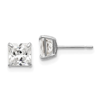 14k White Gold 5mm Square Cubic Zirconia Stud Earrings
