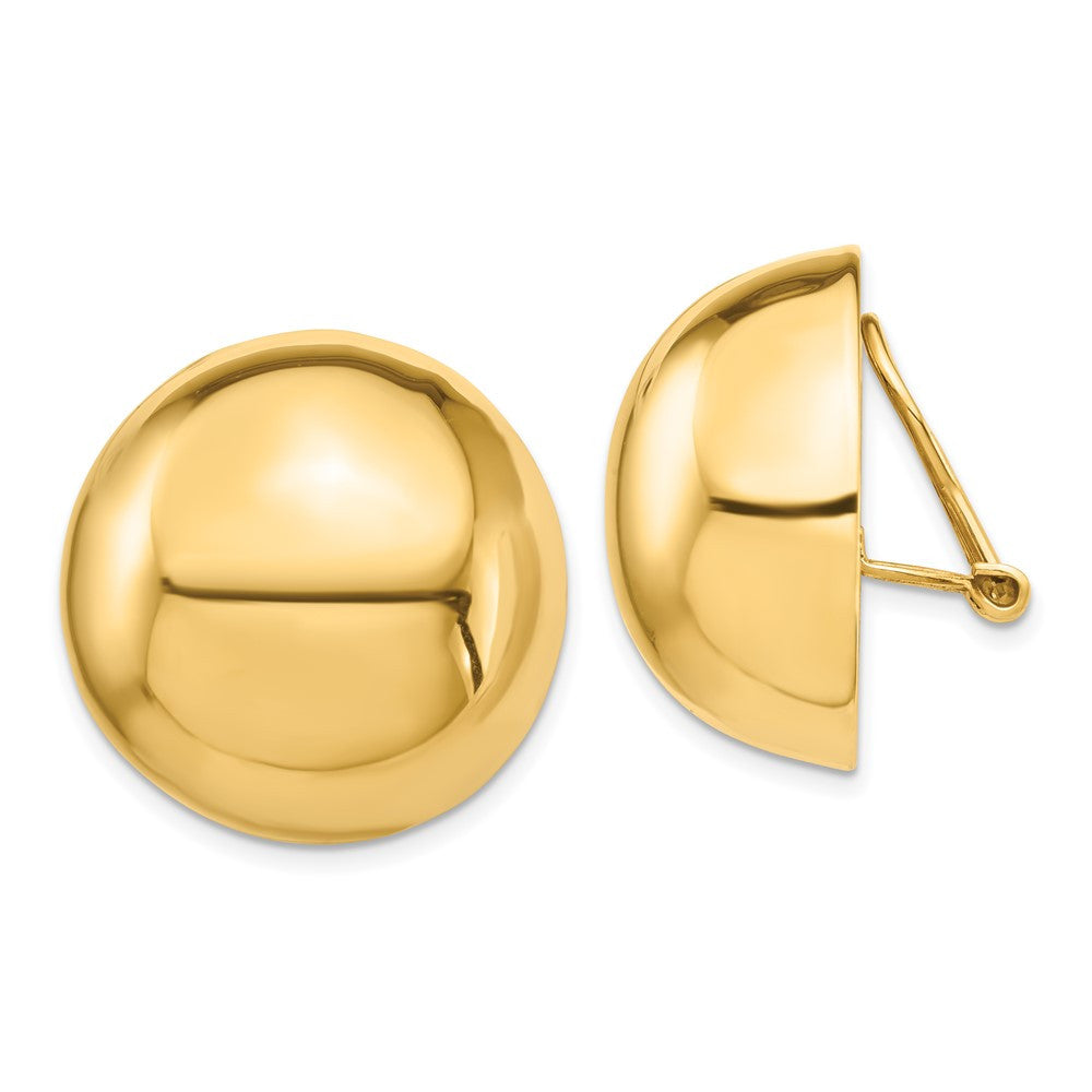 14k Yellow Gold Omega Clip 24mm Half Ball Non-pierced Stud Earrings