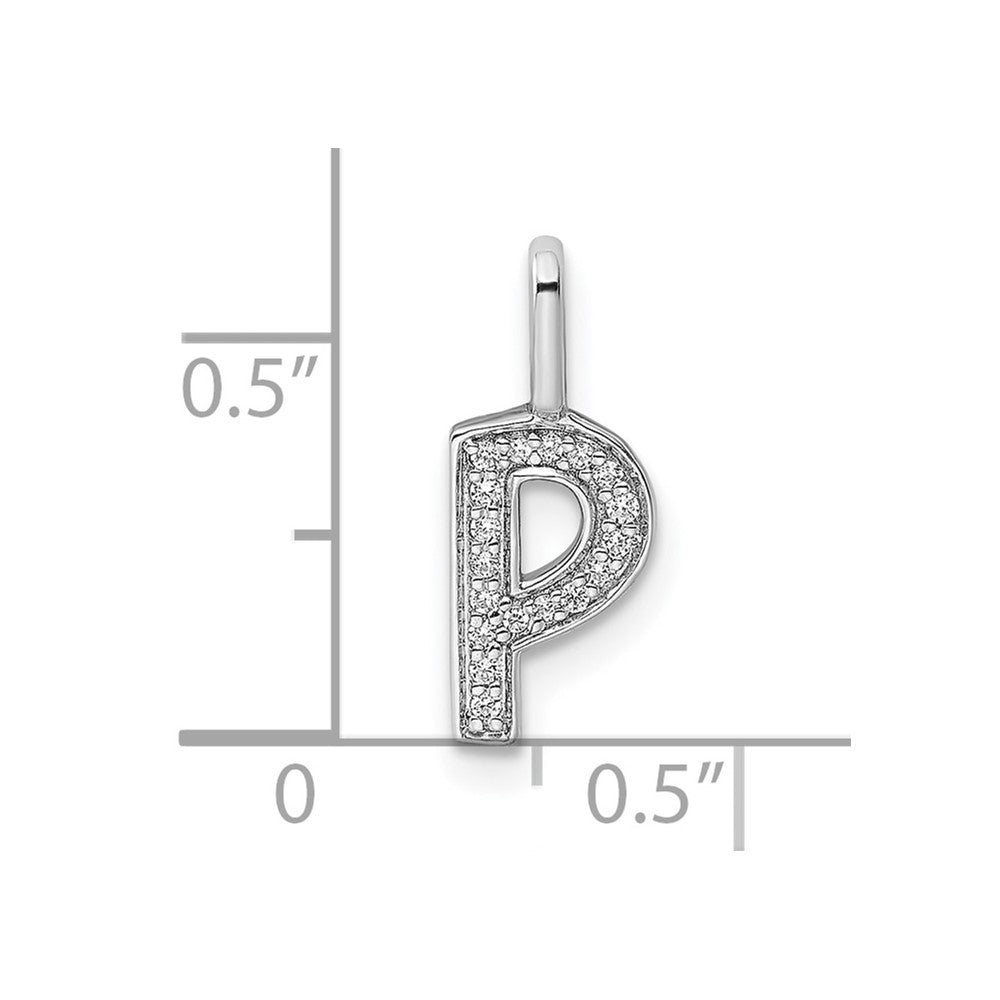 14k White Gold Diamond Letter P Initial Pendant