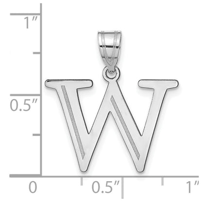 14k White Gold Polished Etched Letter W Initial Pendant
