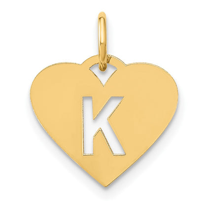 14k Yellow Gold Initial Letter K Initial Charm Pendant