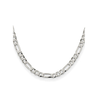 Sterling Silver 7.0mm Lightweight Flat Figaro Chain Necklace 24"