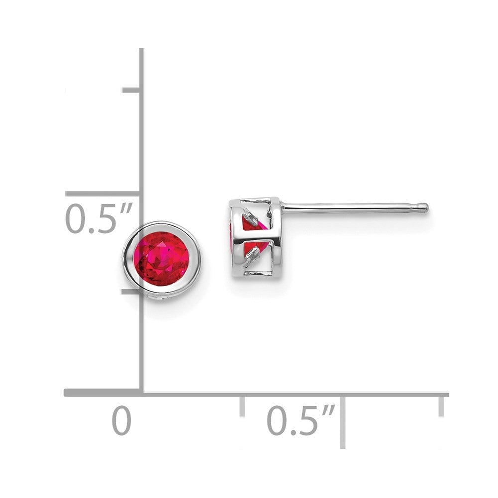 14k White Gold 4mm July Ruby Stud Earrings