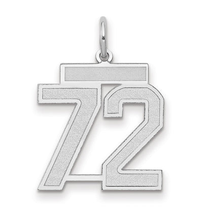 14k White Gold Medium Satin Number 72 Charm Pendant