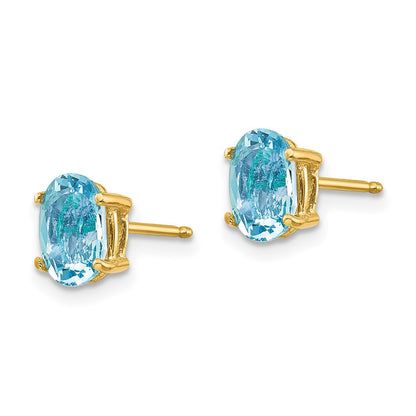 14k Yellow Gold Aquamarine Stud Earrings