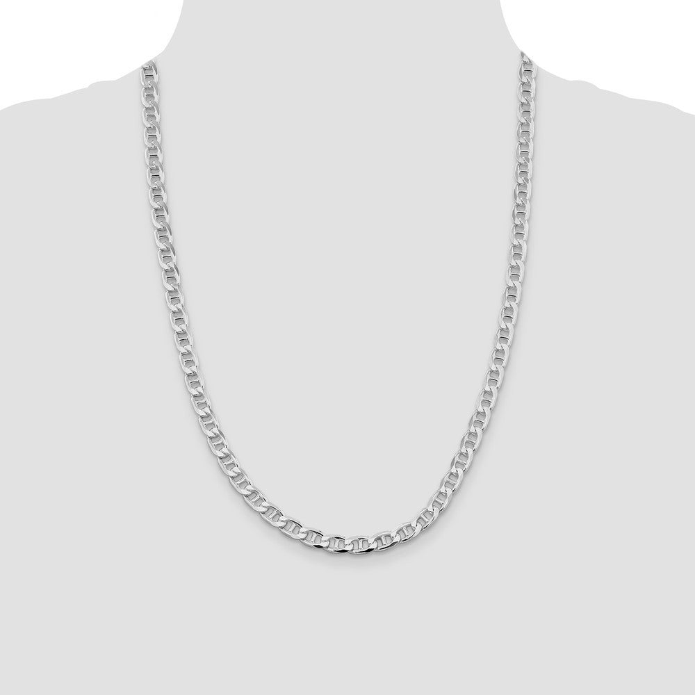 Sterling Silver 6.5mm Diamond-Cut Flat Anchor Curb Chain Necklace 24"