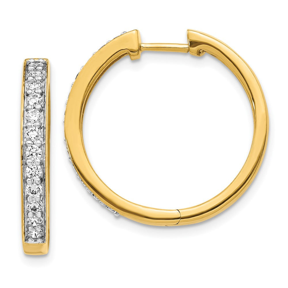 14k Yellow Gold Diamond Hinged Hoop Earrings