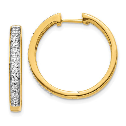 14k Yellow Gold Diamond Hinged Hoop Earrings