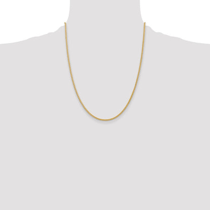 14k Yellow Gold 2mm Semi-Solid Wheat with Lobster Clasp Chain Necklace 22"
