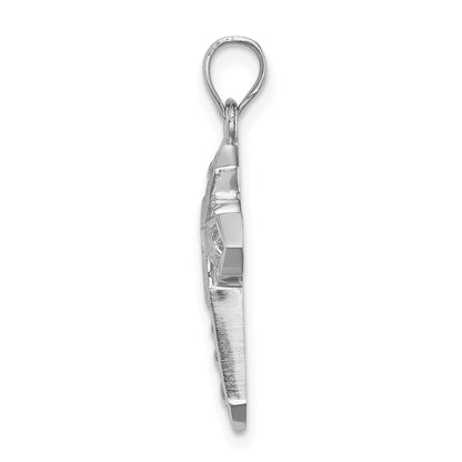 14k White Gold White Polished Cross Pendant