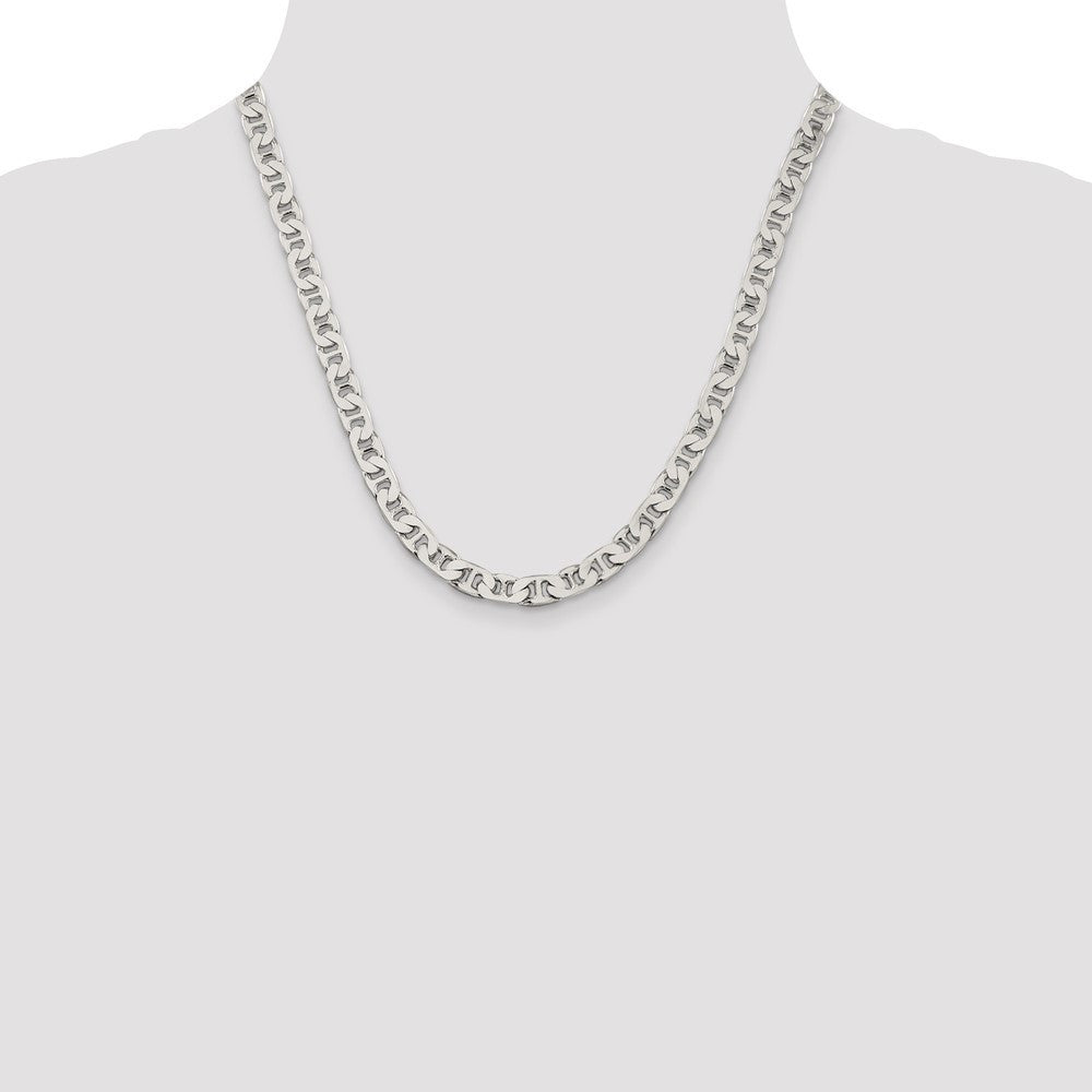 Sterling Silver 6.5mm Flat Anchor Chain Necklace 20"