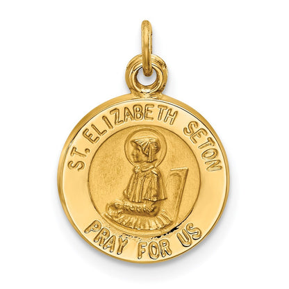 14k Yellow Gold Saint Elizabeth Seton Medal Charm Pendant