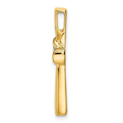 14k Yellow Gold Polished Diamond Cross Chain Slide