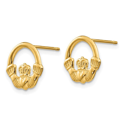 14k Yellow Gold Claddagh Stud Earrings
