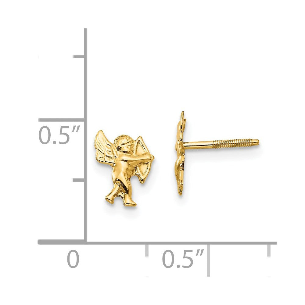 14k Yellow Gold Polished Cupid Screwback Stud Earrings
