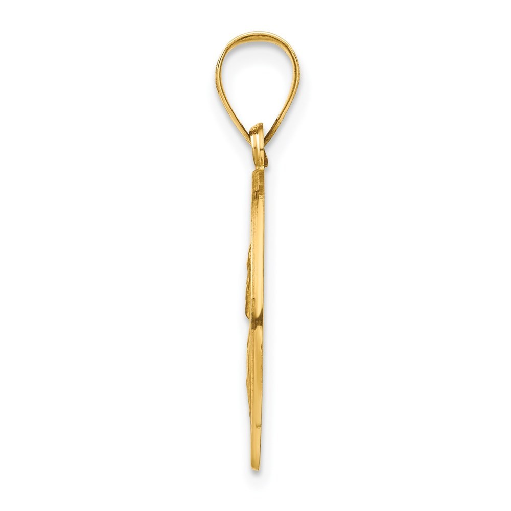 14k Yellow Gold Polished and Satin St Paul Medal Hollow Pendant