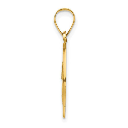 14k Yellow Gold Polished and Satin St Paul Medal Hollow Pendant