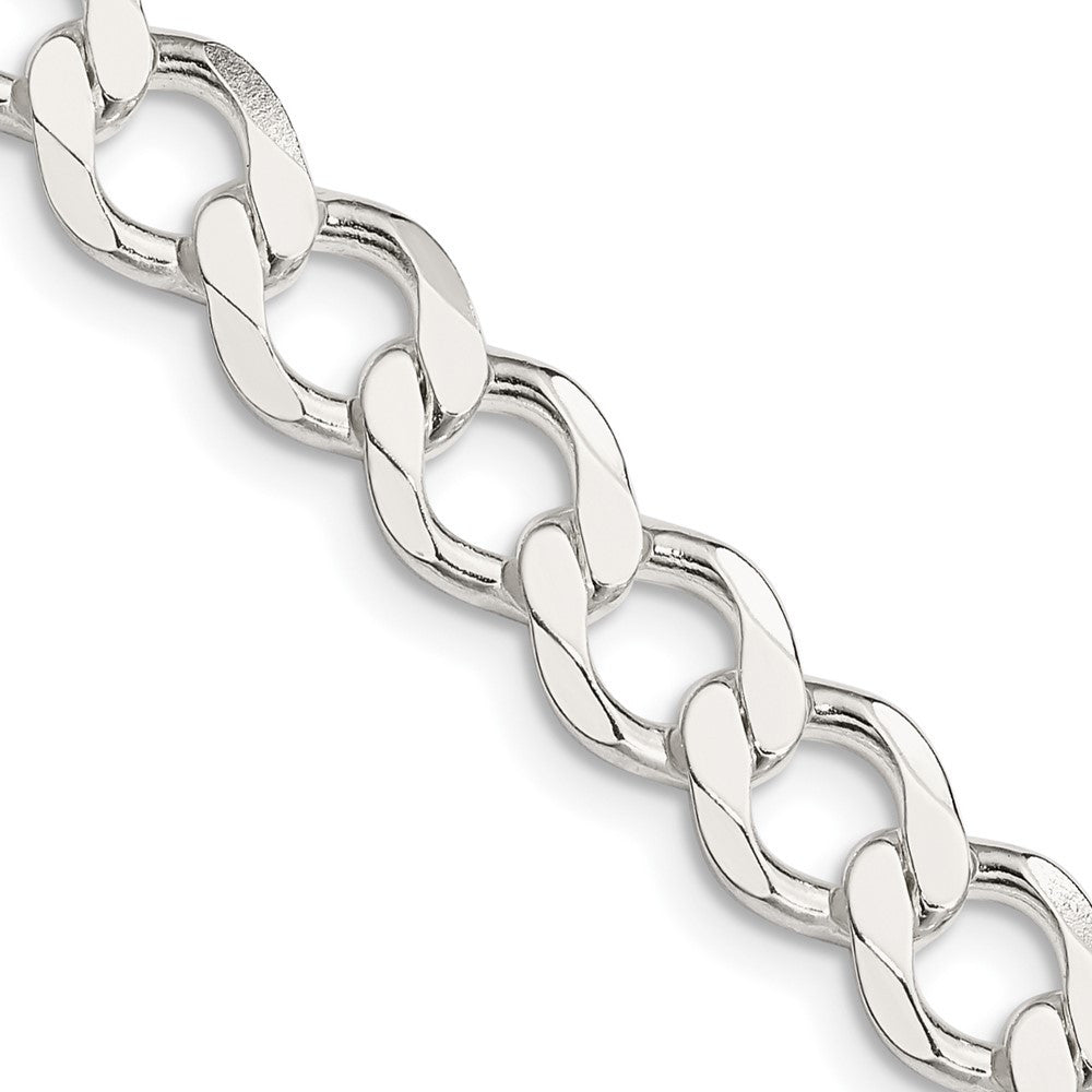 Sterling Silver 8.1mm Semi-solid Flat Curb Chain Necklace 24"