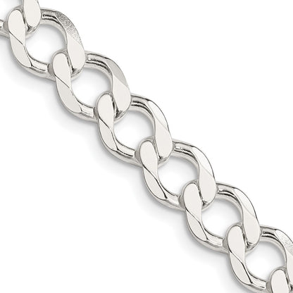Sterling Silver 8.1mm Semi-solid Flat Curb Chain Necklace 24"